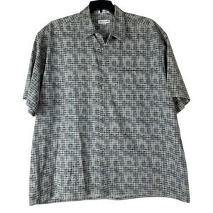 Pierre Cardin Mens‎ XXL Short Sleeve Button Down Shirt Geometric Print